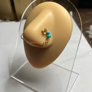 Handmade nose ring with copper wire and beads